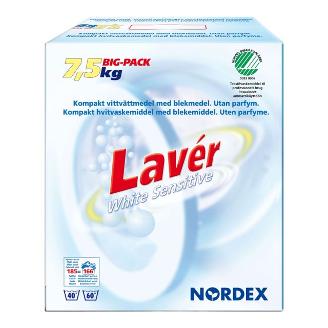 Vaskepulver Lavér White Sensitive 7,5 kg